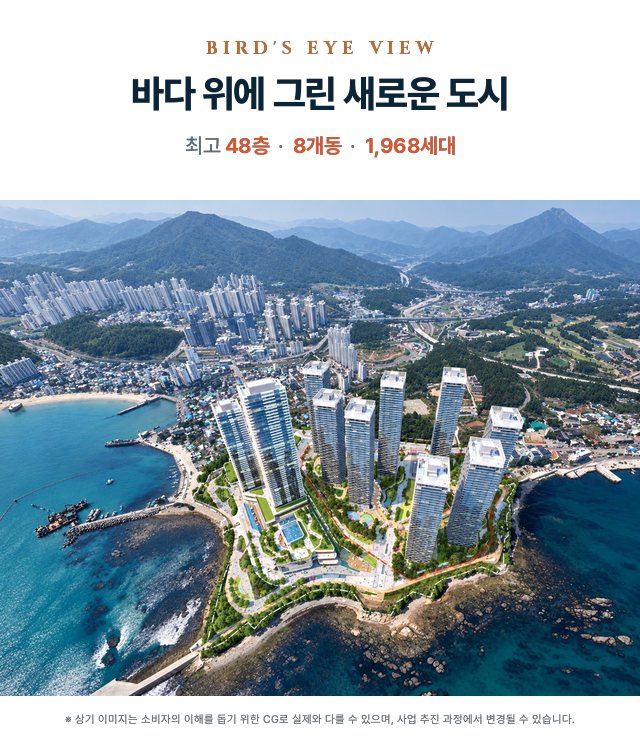 일광 더에스 동일스위트 조감도 — 바다 위에 그린 새로운 도시, 최고 48층 8개동 1,968세대